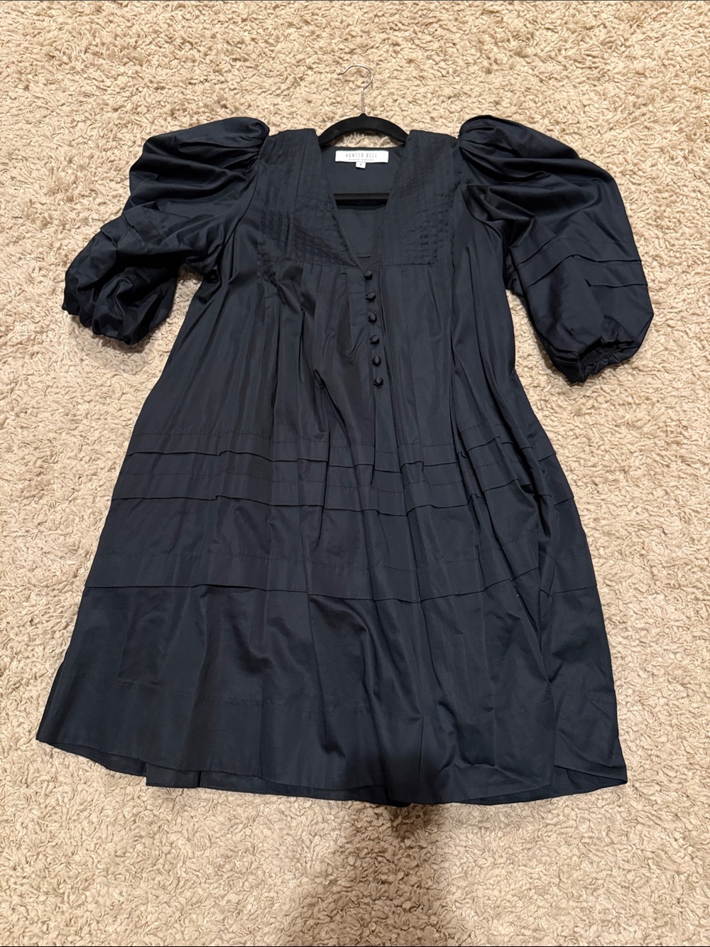 HUNTER BELL Black Puff-Sleeve Mini Dress